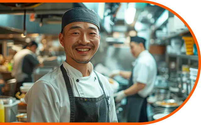 飲食店で働く男性